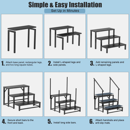 RV Steps with 2 Handrail, 4-Step Heavy Duty Hot Tub Steps, Non-Slip Outdoor Spa Steps for RV, Camper, Trailer, Mobile Home, Porch, Portable Ladder Stairs with Anti-Slip Mats (4 Steps with 2 Handrail)