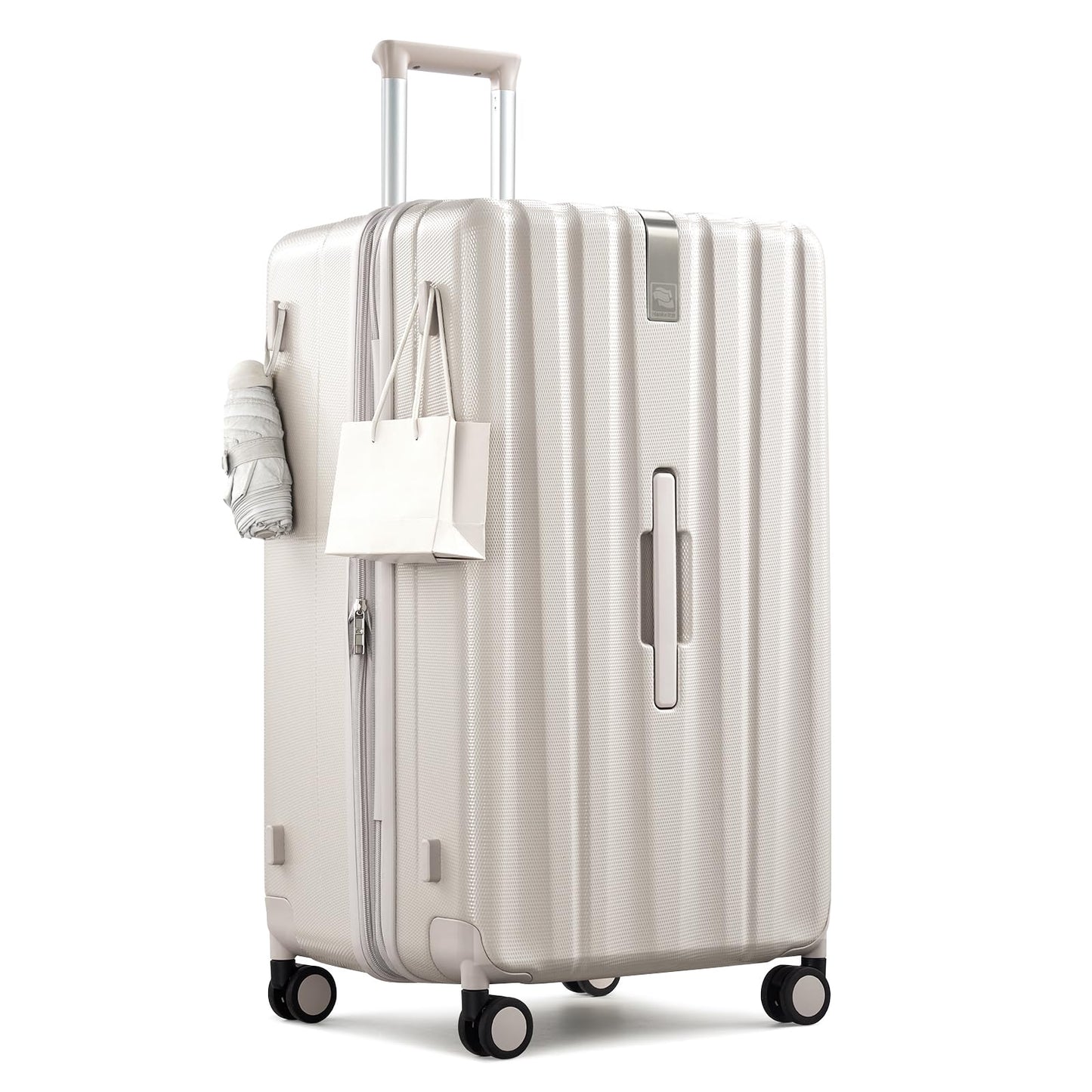 Hanke 29 Inch Plus Expandable Luggage Large Suitcases with Wheels,Checked Luggage Hard Shell Suitcases, PC Trunk Luggage Extra Large Suitcase with Lock for Women Men(Ivory White)