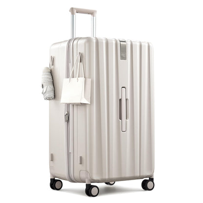 Hanke 29 Inch Plus Expandable Luggage Large Suitcases with Wheels,Checked Luggage Hard Shell Suitcases, PC Trunk Luggage Extra Large Suitcase with Lock for Women Men(Ivory White)