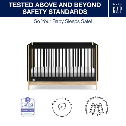GAP babyGap Tate 4-in-1 Convertible Crib - Greenguard Gold Certified, Ebony/Natural