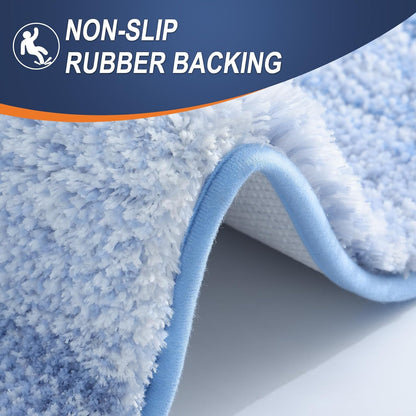 OLANLY Microfiber Bath Rugs - Extra Soft & Absorbent | Quick Dry, Washable 24x16 Light Blue Mat
