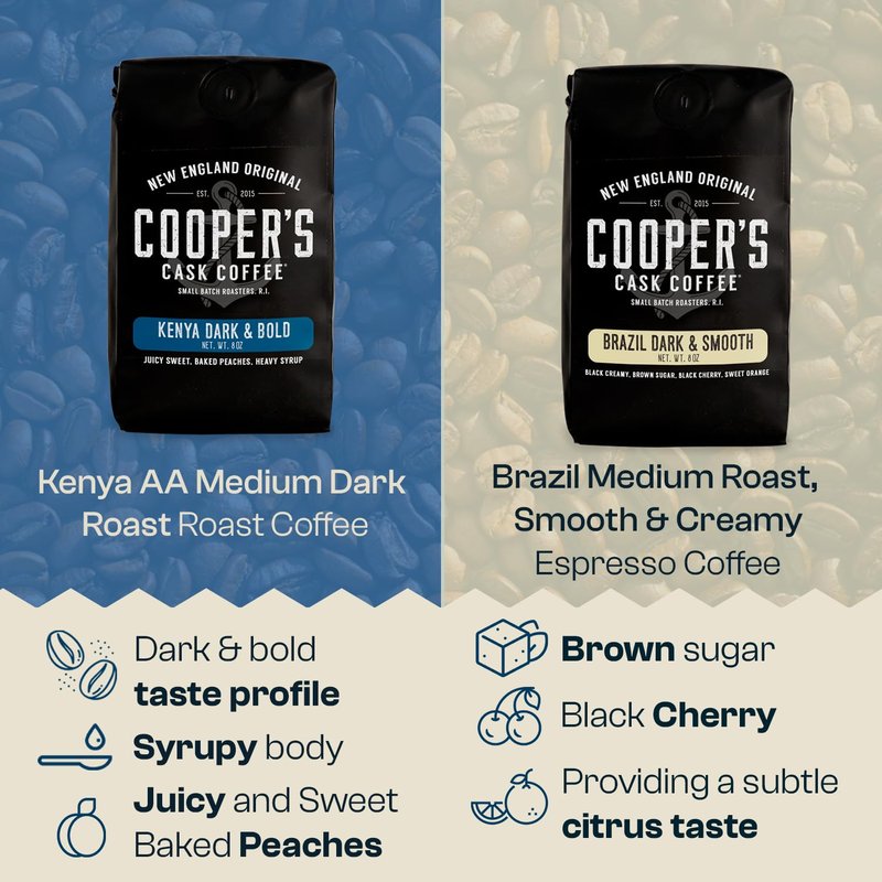 Espresso Box Set, Coffee Ground For Espresso, Sampler Gift Set Featuring Brazilian, Kenyan, & Ethiopian Coffee Beans, Light, Medium & Dark Roast Ground Coffee, 8 oz Bags, 24 oz Total