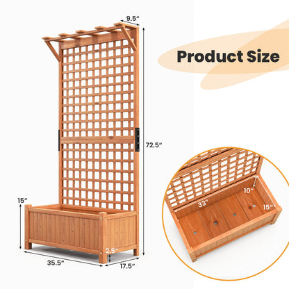 Giantex 2 Pcs Raised Garden Bed with Trellis & Roof, 72.5" Wooden Garden Bed, High Trellis for Plant Flower Climbing Pot Hanging, Indoor & Outdoor Planter Box for Yard, Garden, Balcony
