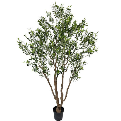 AfanD Artificial Olive Tree Tall,Faux Olive Tree Indoor Artificial Tree for Modern Home Office Living Room Floor Decor Indoor (1, 8ft 1in)