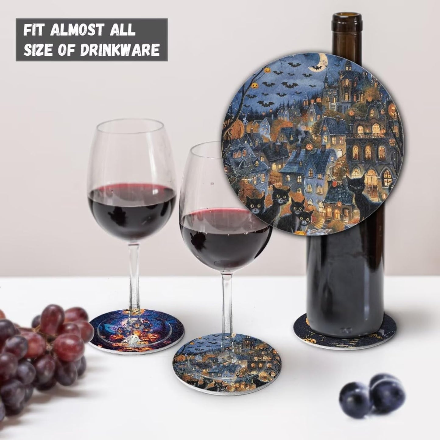 FOR U DESIGNS Set 6 Halloween Drink Coasters - of Water Absorbing Outdoor Table Coasters