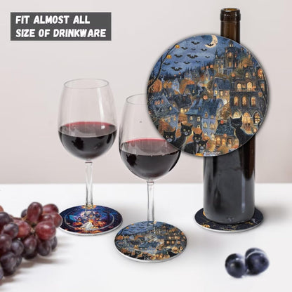 FOR U DESIGNS Set 6 Halloween Drink Coasters - of Water Absorbing Outdoor Table Coasters