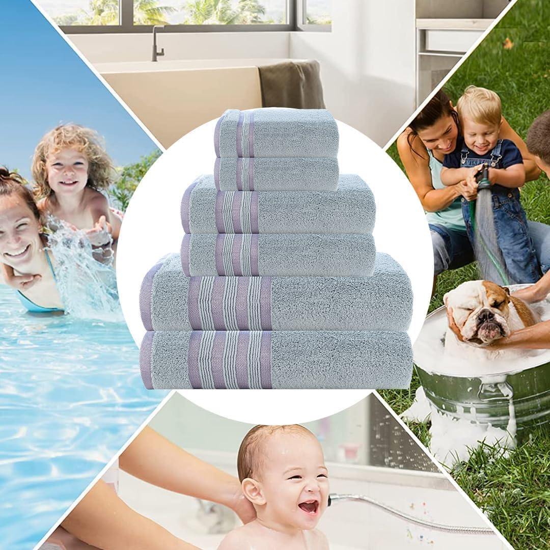 6Pcs 100% Set- 600 2Bath 2Hand 2Washcloths, Set CASA COPENHAGEN Zero Twist Egyptian Cotton Large Designer Towels Gift