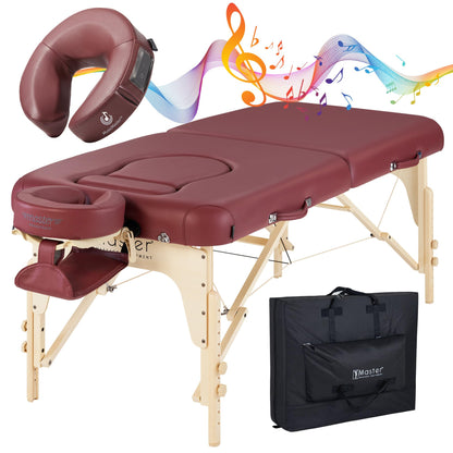 Master Massage 30" Eva Pregnancy Table Massage Table Beauty Bed Package with Extra MusicMaster Universal/Cresenct Sound Face Cradle Cushion- Burgundy