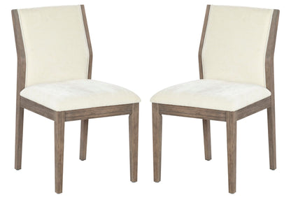 SAFAVIEH Couture Collection – Doriella Walnut Wood Dining Chair Set of 2, Modern Upholstered Dining Side Chairs with Padded Seat & Curved Back (SFV4276A-SET2)