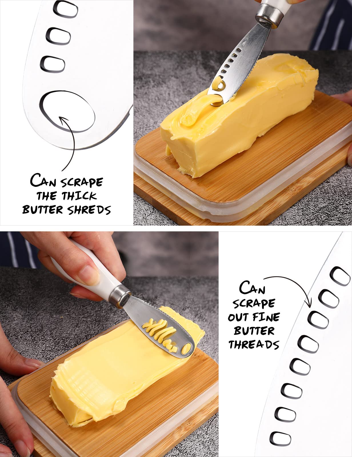 Butter Dish with Lid for Countertop, AISBUGUR Metal Butter Keeper with Stainless Steel Multipurpose Butter Knife, Butter Container with Double High-quality Silicone Good Kitchen Gift Set of 2 Black