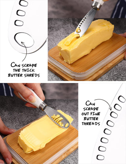 Butter Dish with Lid for Countertop, AISBUGUR Metal Butter Keeper with Stainless Steel Multipurpose Butter Knife, Butter Container with Double High-quality Silicone Good Kitchen Gift Set of 2 Black