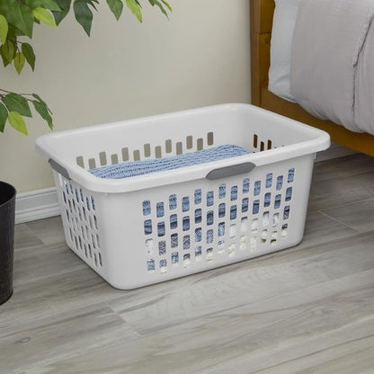 Large Plastic Laundry Basket by [Brand Name] - 2 Bushel Capacity, Durable & Collapsible with 4 Comfort Grip Handles | Ideal for Bedroom, Laundry Room & Dorm