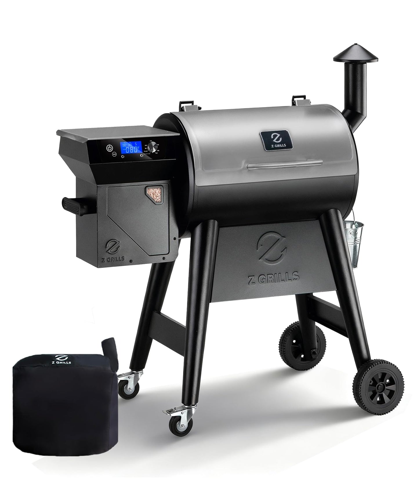 Z GRILLS 450E Pellet Smoker Grill, Upgrade PID 3.0 Temperature Control (180-450°F), 459 SQ.IN Cooking Area, 8 in 1 BBQ Grill,Hopper Cleanout, Meat Probe, Rain Cover, for Backyard Camping