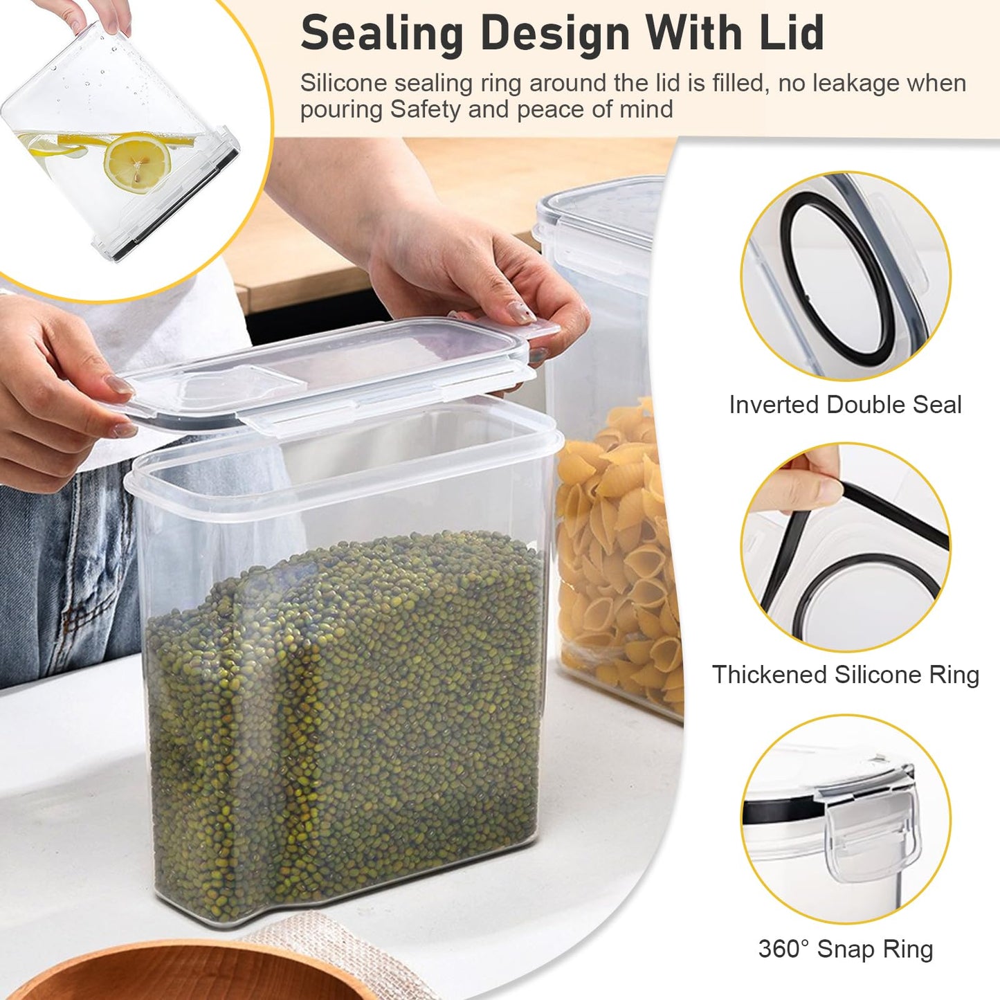 SHIMYUE 11 Pack Cereal Containers Storage Set (4L, 2.5L), Cereal Storage Containers with Pour Lids, Cereal Dispenser Pantry Organization Canister for Rice, Flour, Spaghetti, Oats,BPA Free, Leak Proof