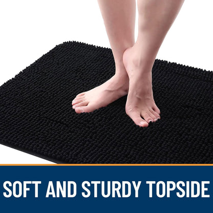 OLANLY Dog Door Mat - Absorbent Non-Slip Chenille Mat for Muddy Paws | 59x35 Inches, Quick Dry, Black