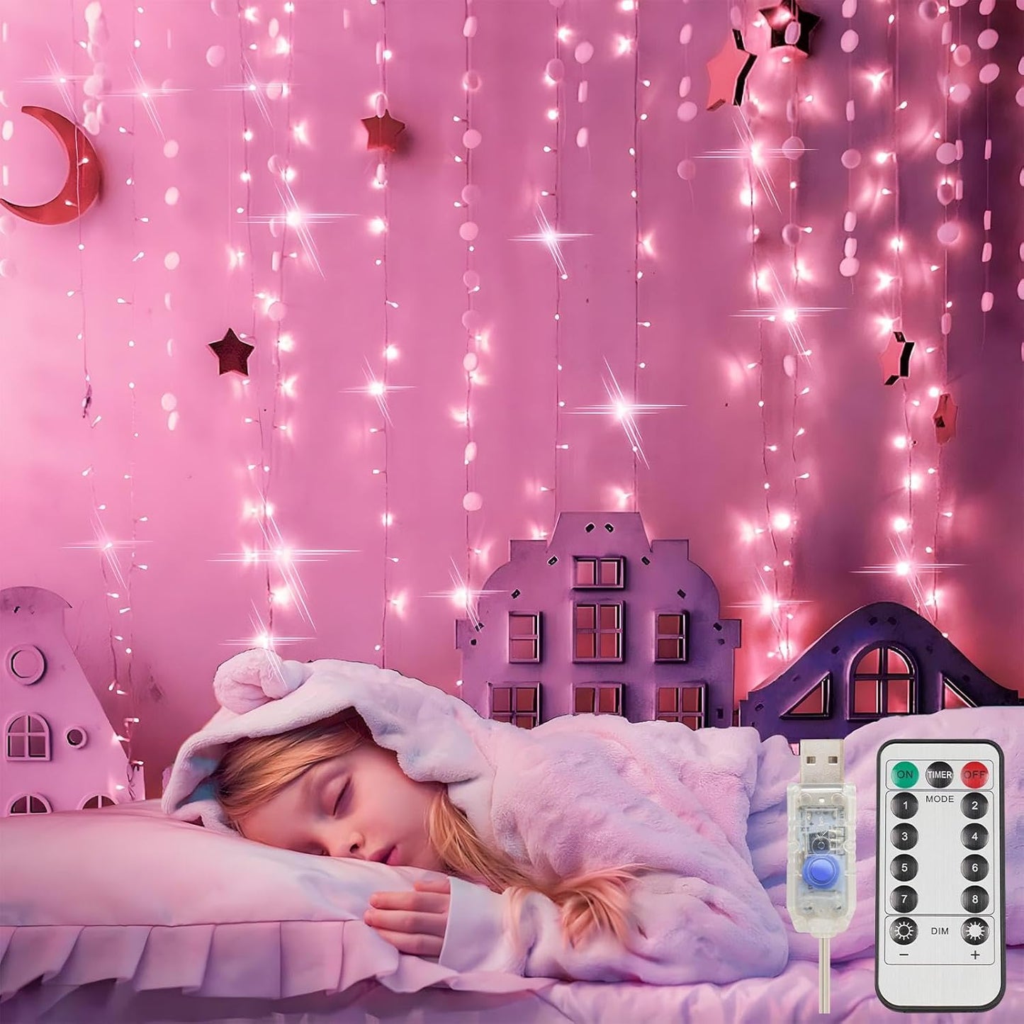200 6.5ft 6.5ft suddus Curtain Lights for Bedroom, Led x Hanging String Lights Outdoor, Fairy Curtain Lights