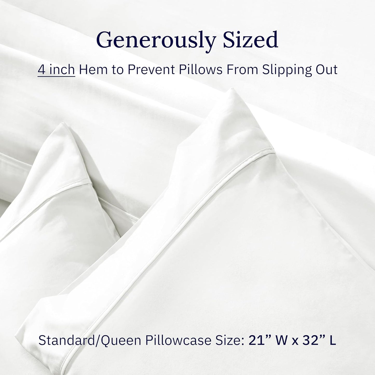 California Design Den Standard Queen Pillowcase Set - 400 Thread Count, 100% Cotton Sateen, Set of 2, Pale Ivory