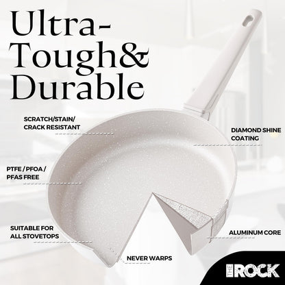 THE ROCK SOHO Ceramic Nonstick Saucepan with Lid, 3.3 Quarts Non Toxic Small Pot with PPG Fusion Pro Coating–Nothing Sticks, Never Warps, Lasts Longer, Induction Compatible, PTFE, PFOA&PFAS Free