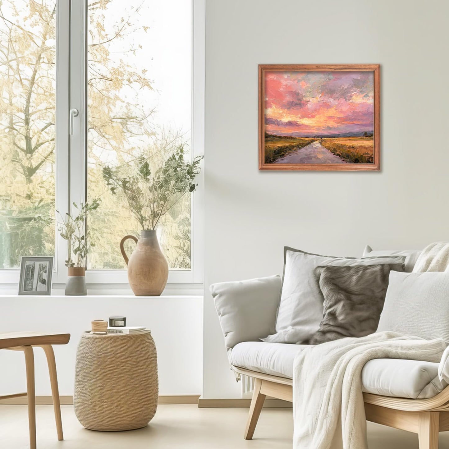 FUHYGU Pink Pastel Sunset Landscape Diamond Art Kits for Adults Beginners, Impressionist Pink and Orange Country Sunset Landscape DIY Gem Diamond Painting Art Kits for Home Wall Decor, 11.8x9.8 Inch