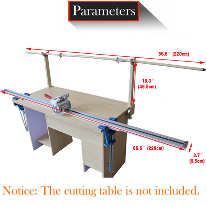 HQHAOTWU Cloth Cutting Machine High Speed Fabric Cutting Machine Cloth Cutter Fabric End Cutter with 86" Rack & Digital Counter for Clothing, Textiles, Leather 220V