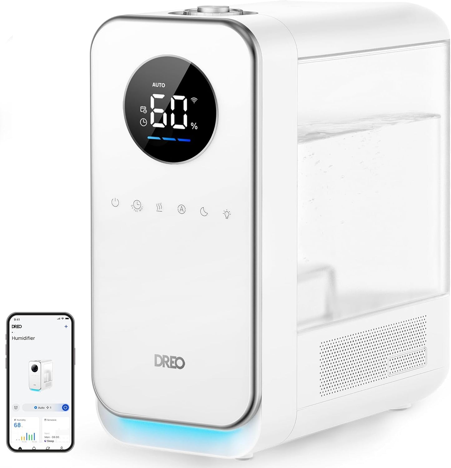 50 5L, DREO Humidifiers for Bedroom, Top-filled Smart Quiet Cool Mist Humidifier for Large Room, Hours Runtime