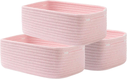 12 8 4.5 Inches, Closet 3 Pack Small Woven Basket, x x Storage Basket for Organizing, Cute Small Rope Shelf Cube