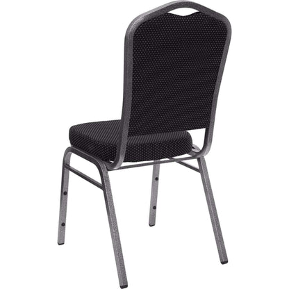 Flash Furniture HERCULES Series Crown Back Stacking Banquet Chair in Black Dot Patterned Fabric - Silver Vein Frame (Pack of 4)