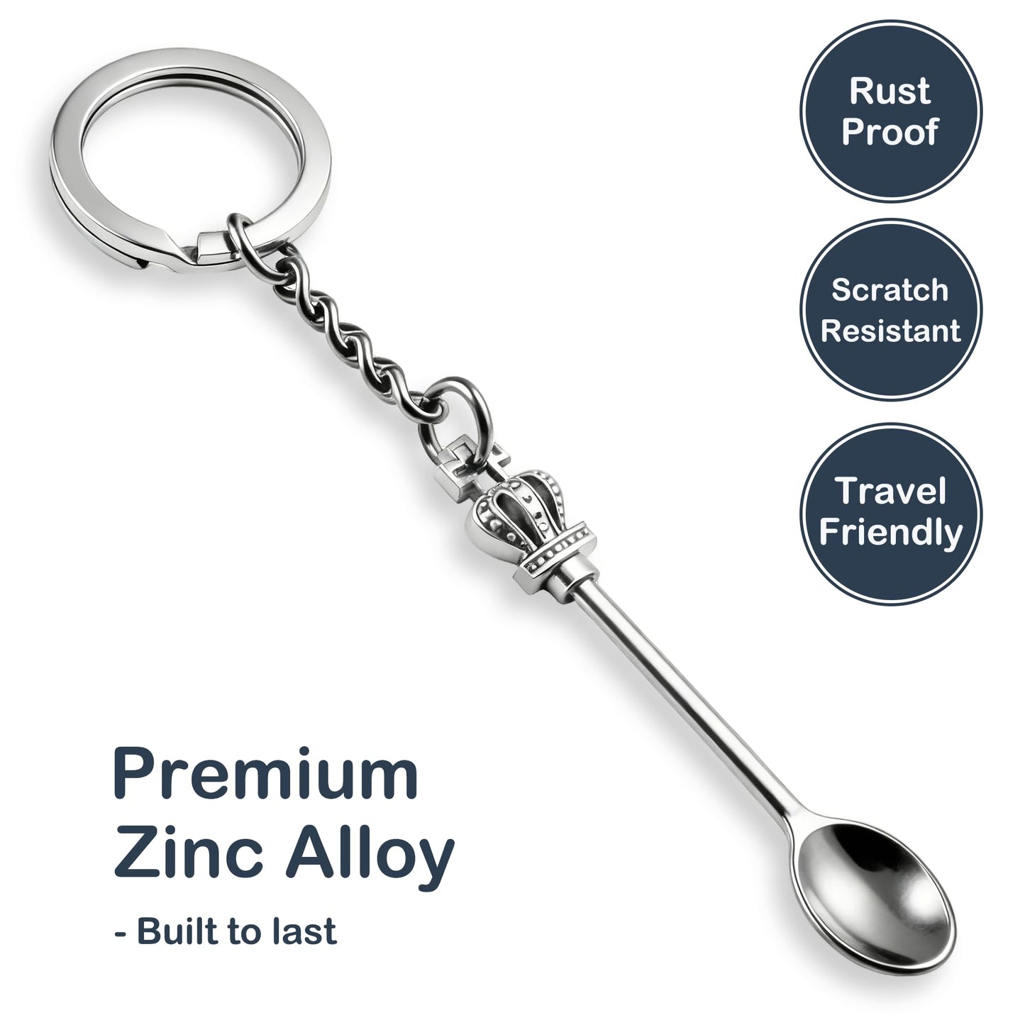 Demearly 8 Pack Small Measuring Tools Spoon Keychain with Split Key Rings, Metal Mini Powder Spoons for Medicine, Pill Bottle, Craft, Partty (Multicolor, Tiny)