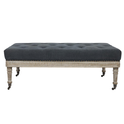 Creative Co-Op Antoinette Upholstered Ottoman Coffee Table, Grey
