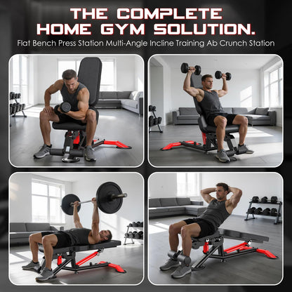 WFLGFT Commercial Adjustable Weight Bench, Heavy Duty 1800LBS Workout Bench for Home Gym, Flat, Decline, Incline Bench Press with Removable Leg and Elbow Support for Full Body Strength Training