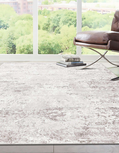 Unique Loom Eos Collection Area Rug - Borealis (10' x 13' Rectangle, Stone Gray/ Ivory)
