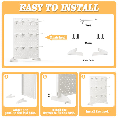 Pegboard Smith 2-Pack Metal Tabletop Pegboard Display Stand for Craft Shows – 12"x16" Tabletop Peg Board Display with 24 Hooks for Jewelry (Milky White)
