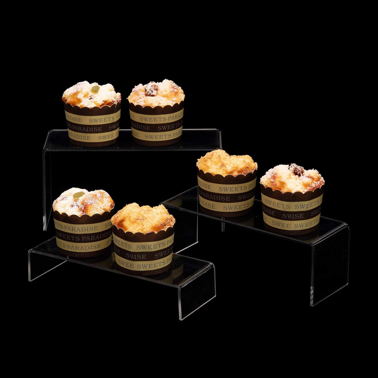 ihomecooker 6 Pc Clear Acrylic Display Risers Showcase for Shoe Risers Retail Stand Cupcake Stand Dessert Stand