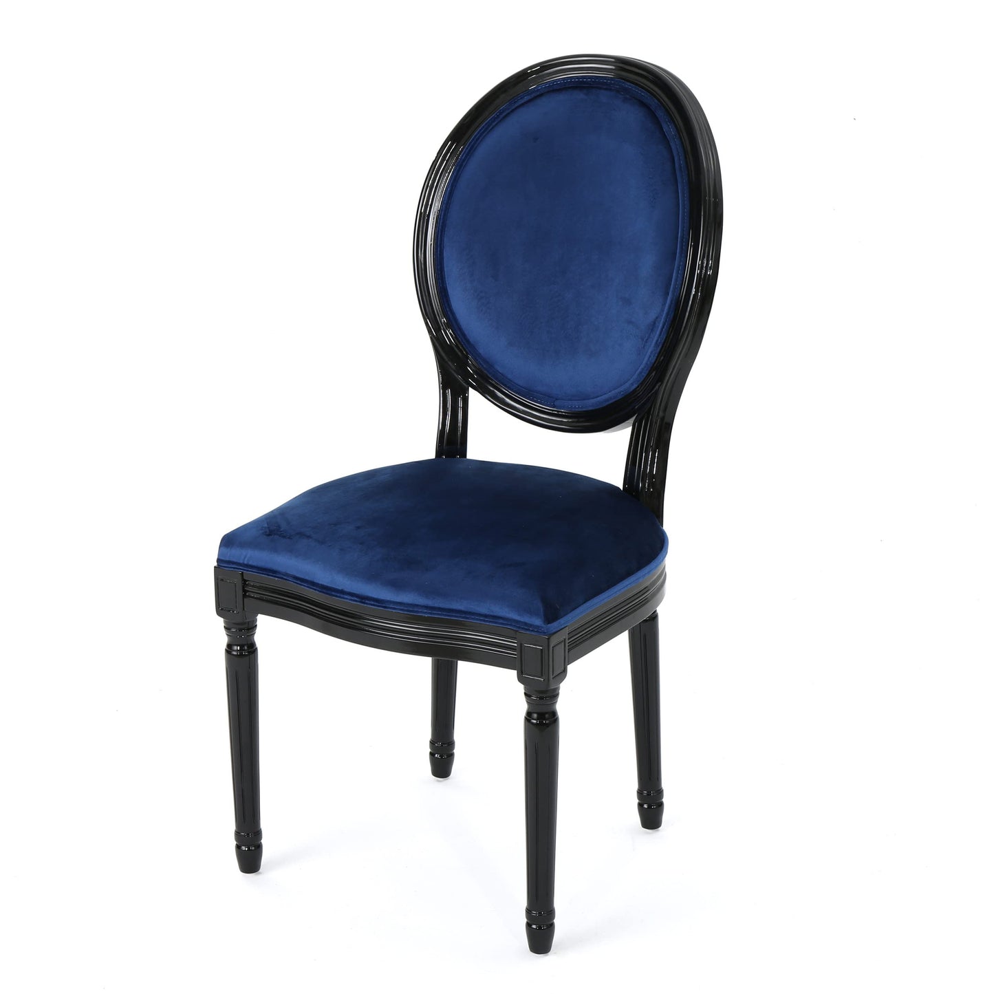 Christopher Knight Home Camille Traditional Velvet Dining Chairs, 2-Pcs Set, Navy Blue / Gloss Black
