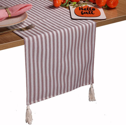 Folkulture 72 inches Long Fall Table Runner, 100% Cotton for Fall Decor or Boho Decor, Table Runners with Tassles for