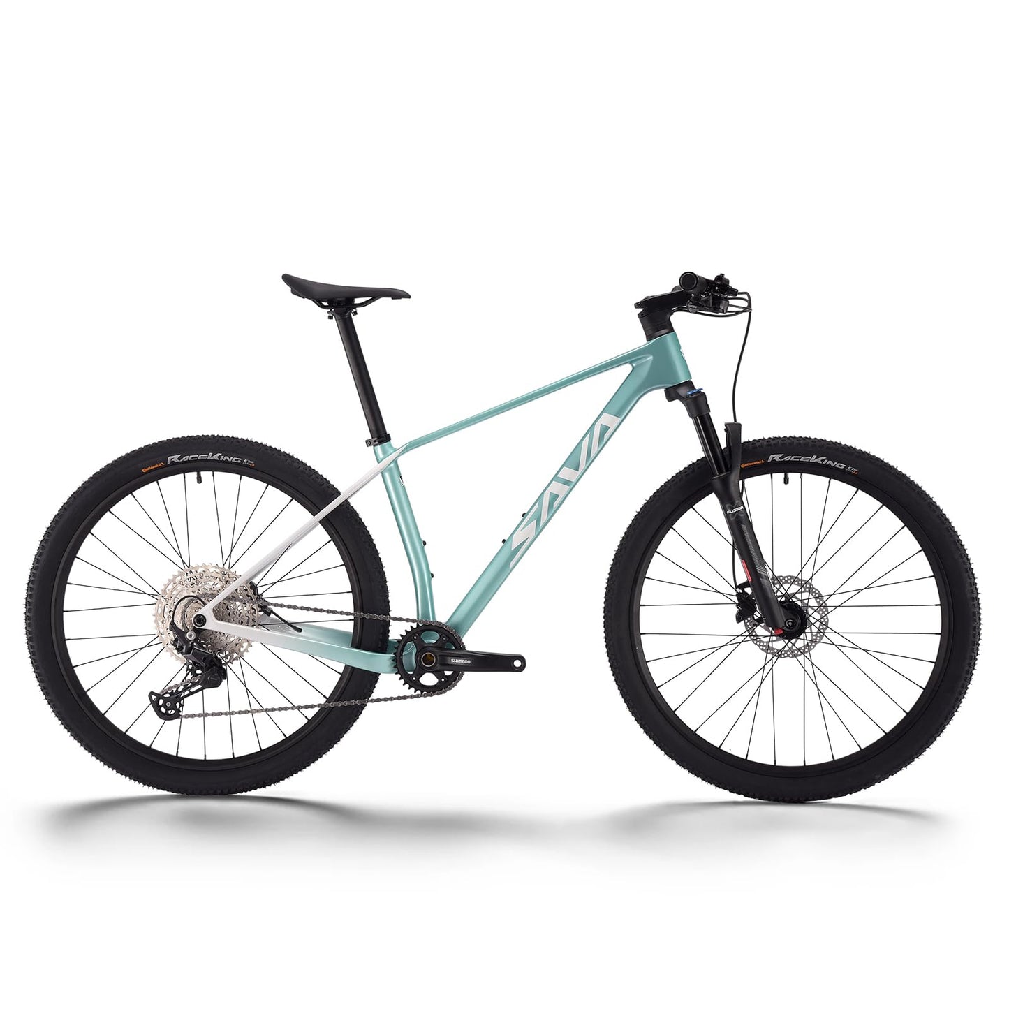 SAVADECK Carbon Fiber Mountain Bike with Shimano Deore M6100 12-Speed, MTB Bicycle with Hydraulic Disc Brakes(Green, 27.5 * 15)