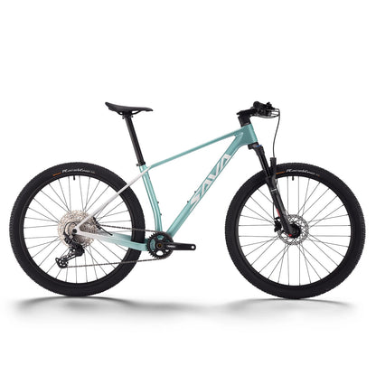 SAVADECK Carbon Fiber Mountain Bike with Shimano Deore M6100 12-Speed, MTB Bicycle with Hydraulic Disc Brakes(Green, 27.5 * 15)