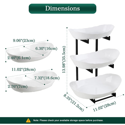 3 Tier Fruit Bowl for Kitchen Counter - Tiered White Fruit Stand, Easy to Assemble & Clean, Sturdy Plastic Fruit Storage Container for Fruits, Vegetables, Snacks, Elegant Serving Bowl for Home & Party
