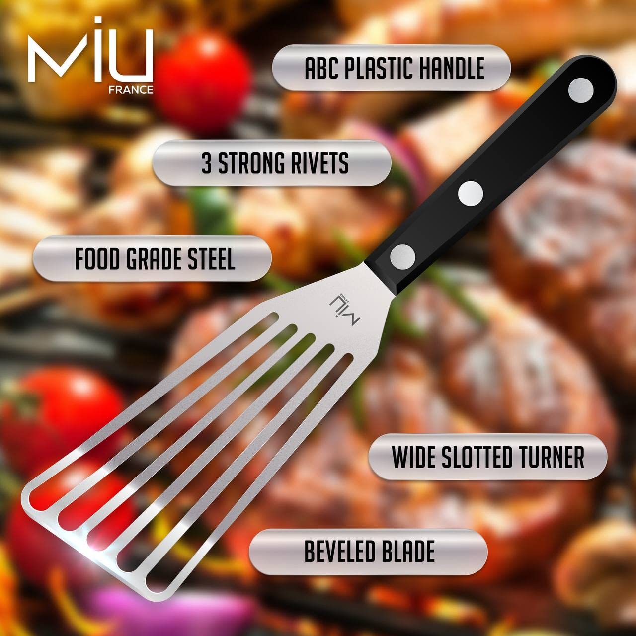 MIU Fish Spatula Steinless Steel 11 inch + Santoku Knife Classic 7 inch