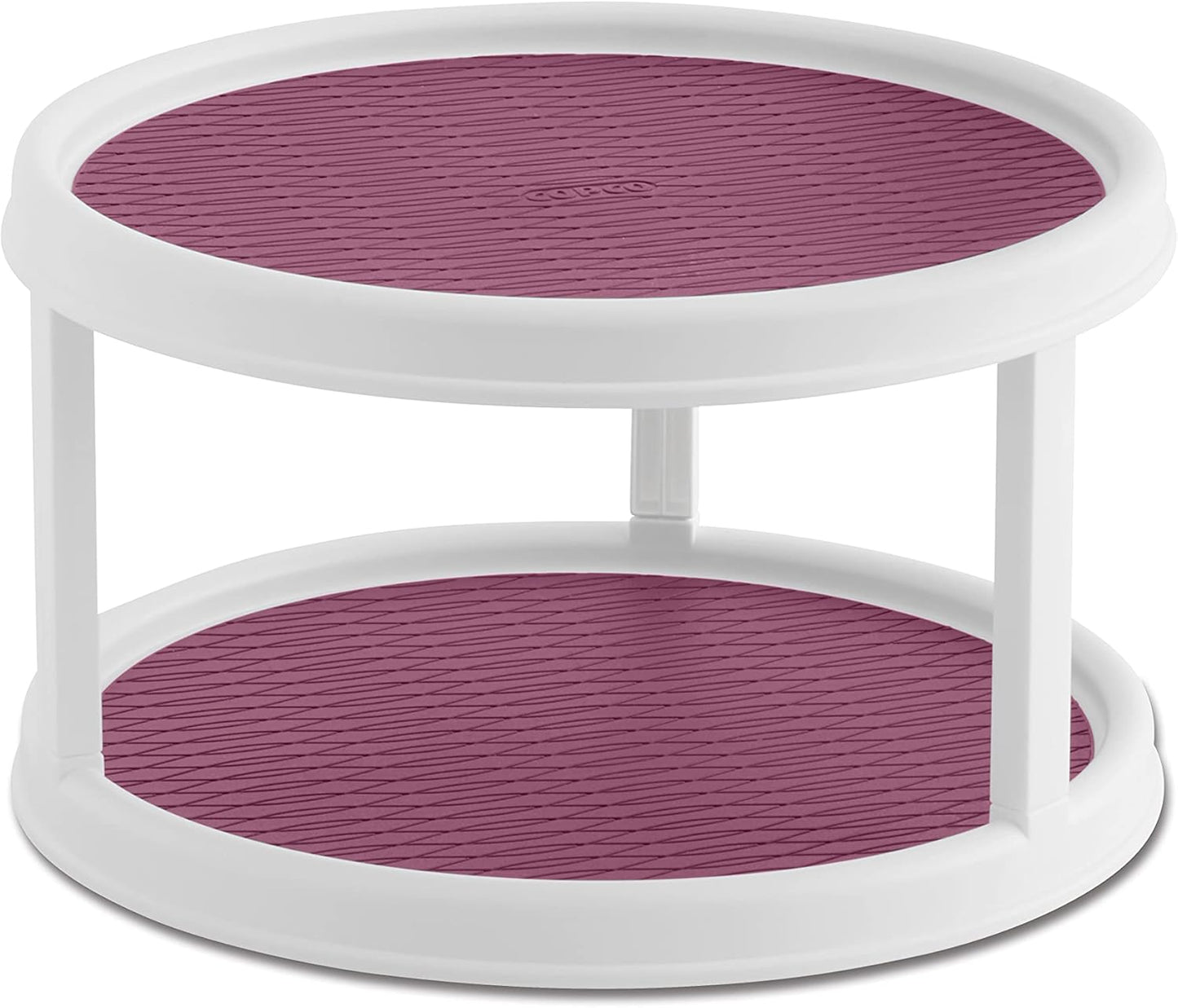 Copco Non-Skid 2 Tier Pantry Cabinet Lazy Susan Turntable, 12-Inch, White/Purple