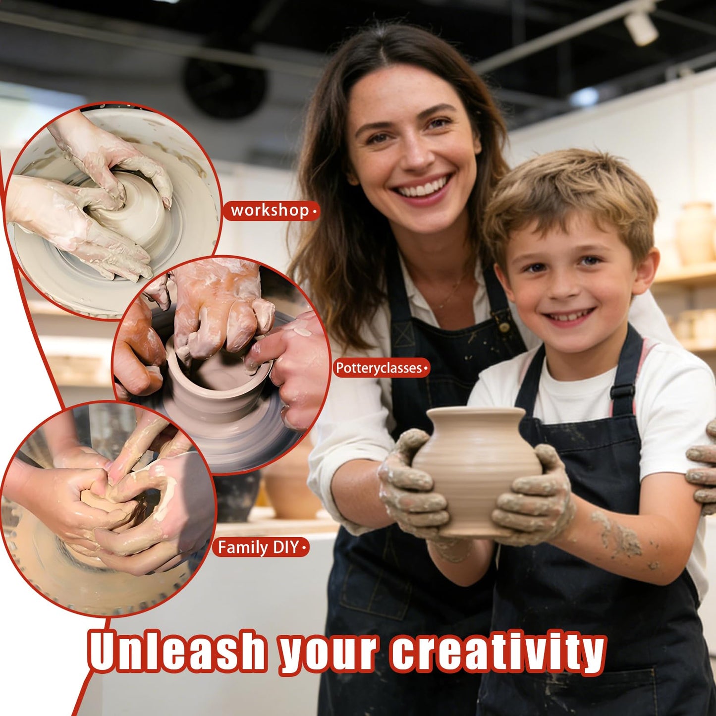 14" 450W Electric Pottery Wheel with LCD Panel Adjustable Speed Foot Pedal,Detachable Basin,Heighten Desk Legs,Clay Toolfor Kids, Adults, Beginners, Home DIY & Professional Pottery Making