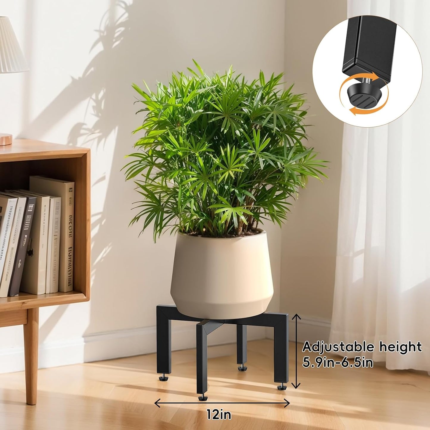 JND 2Pack 8-12 inch Adjustable Plant Stand Indoor Outdoor,Metal Modern Plant Stands, Plant Stand with Adjustable