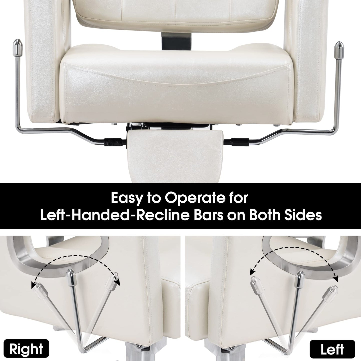BarberPub Barber Chair Reclining Salon Chair for Hair Stylist, Antique Hair Spa Salon Styling Beauty Equipment 8132(Champagne)