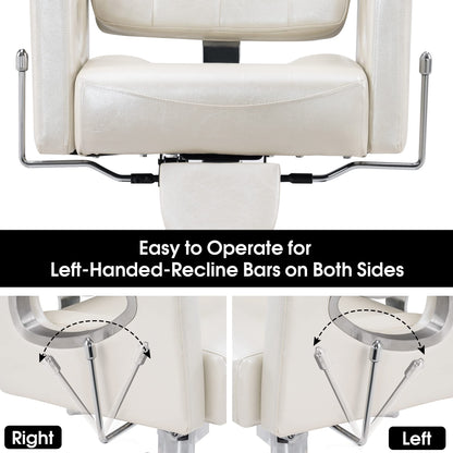 BarberPub Barber Chair Reclining Salon Chair for Hair Stylist, Antique Hair Spa Salon Styling Beauty Equipment 8132(Champagne)