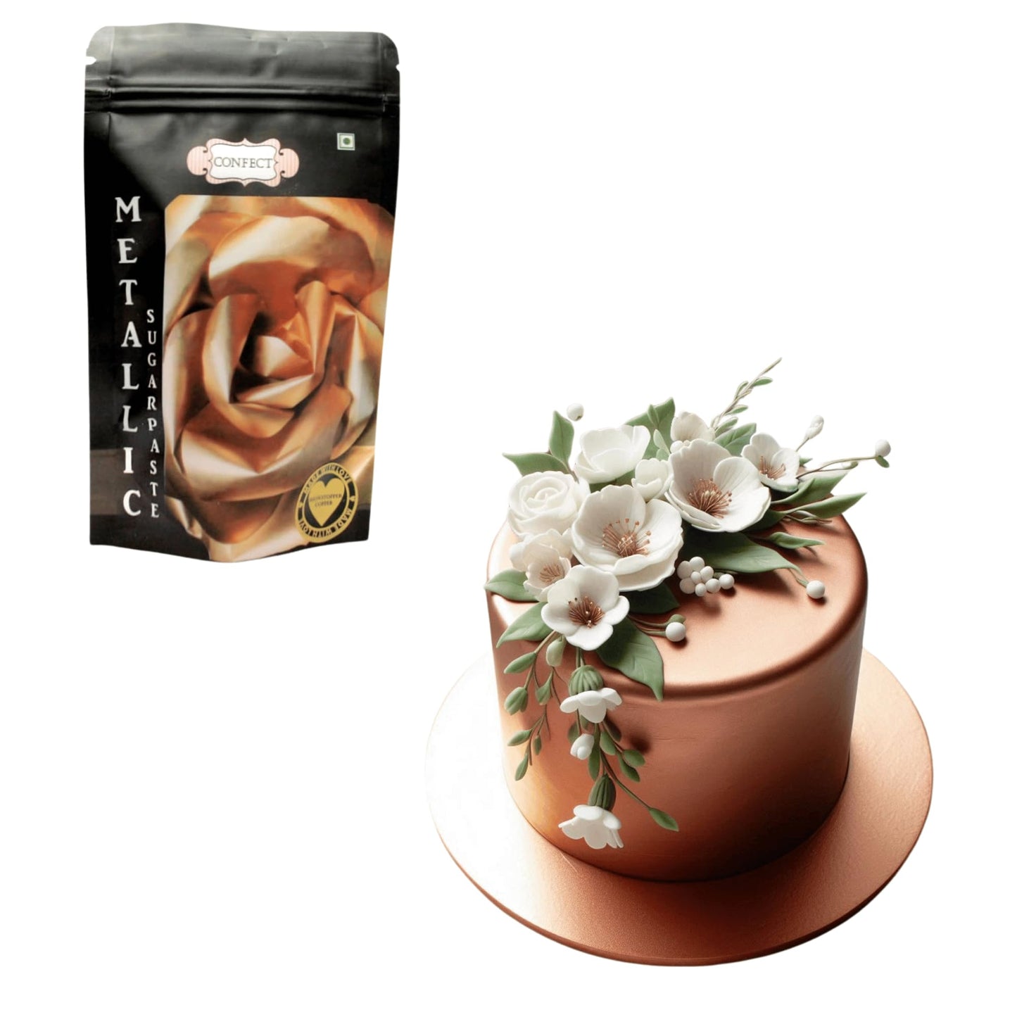 Confect Showstopper Copper Metallic Fondant | Edible Fondant For Cakes | Chefs Choice Fondants for Cake Decorating Cake | Vegan, Gluten-Free, Nut-Free, Palm Oil-Free – 8.8 Oz