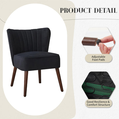GarveeHome Modern Living Room Chair Set of 2, Mid-Century Accent Chair, Soft Velvet Upholstered Chair with Adjustable Feet, Accent Chair Side Chair Lounge Chair for Bedroom Kitchen Dining Room, Black