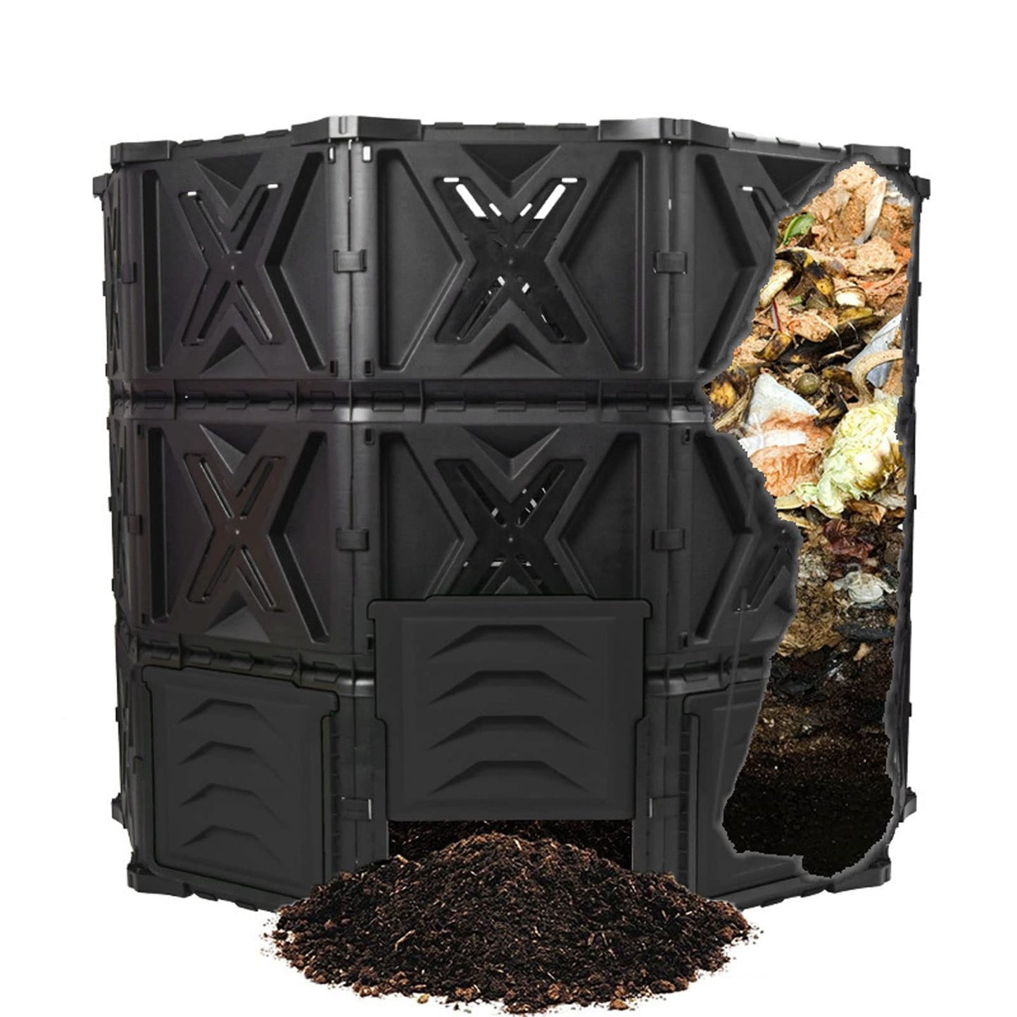 Kitchen Compost Bin, Compost Bin Outdoor Tumbler Compost, 540L(142 Gallons) Extra Large Capacity BPA Free Composting Box All Season Composter for Garden Yard, Can Also be a Pet Fence ,Indoor Compost B