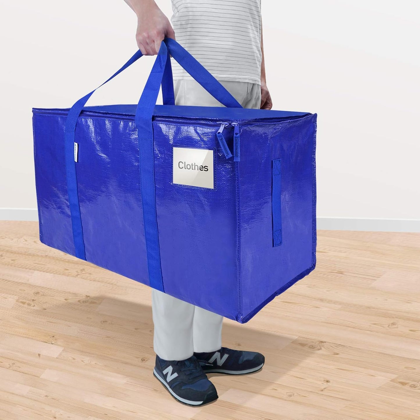 TICONN Extra Large Heavy-Duty Moving Bags - Durable Storage with Zippers & Handles | 6 Pack, Blue