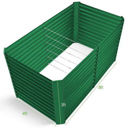 Land Guard 8x4x3ft Rectangular Galvanized Raised Garden Beds, Large-Capacity Metal Planter Box Outdoor, Durable Deep Raised Garden Bed 3ft Tall, Raised Beds for Gardening Vegetables, Forest Green