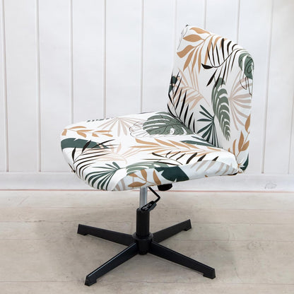 LiveGo Armless Chair Slipcover - Knitted Jacquard Modern Chair Cover for Wide Seat Computer Task Chair